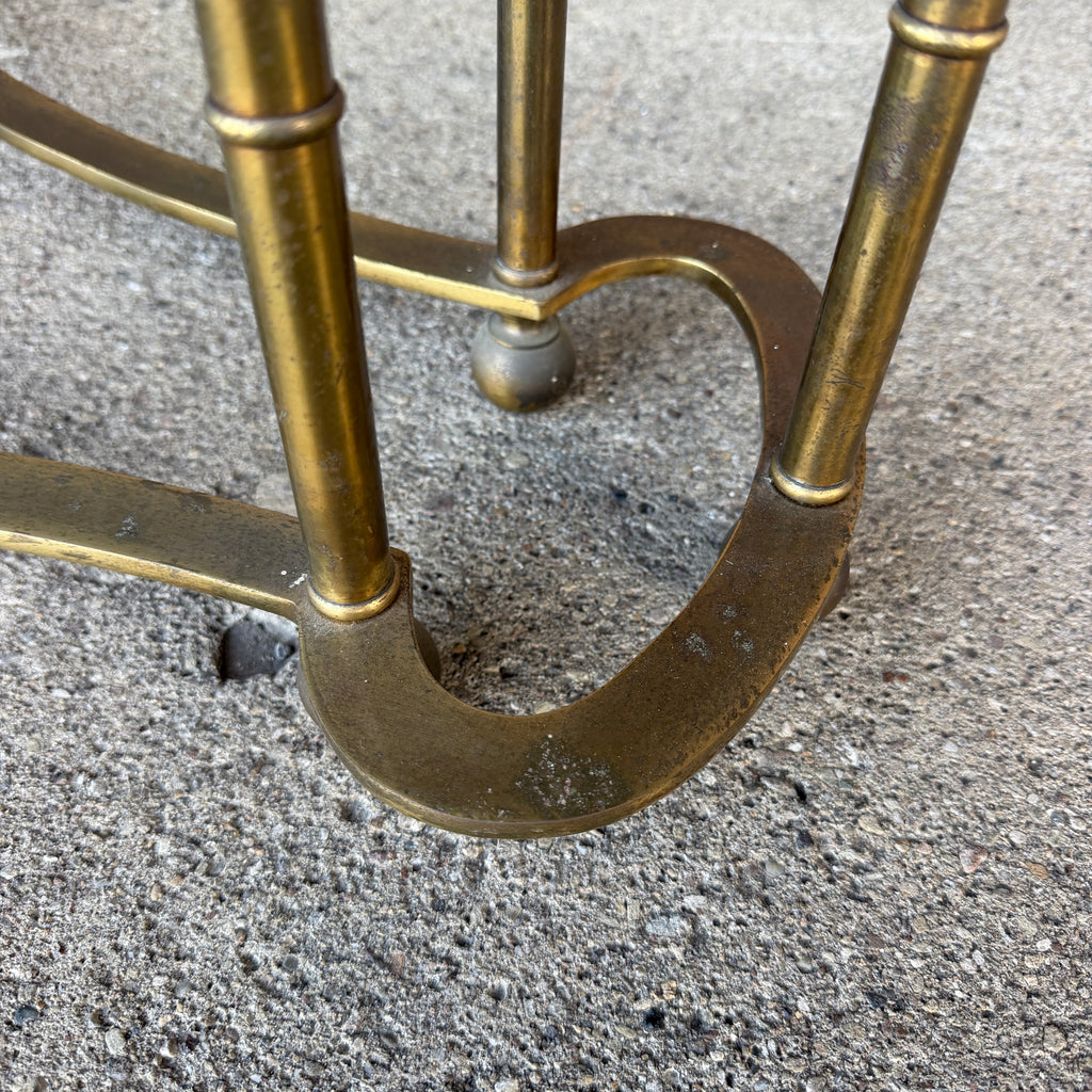 Mastercraft Brass and Glass Racetrack Oval Coffee Table