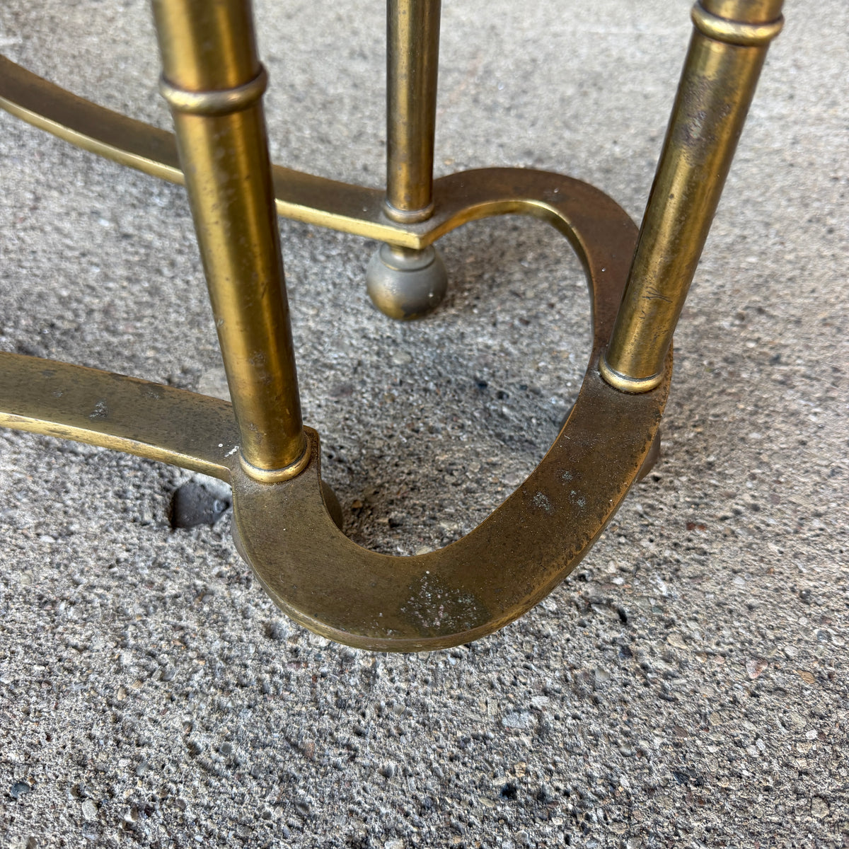 Mastercraft Brass and Glass Racetrack Oval Coffee Table