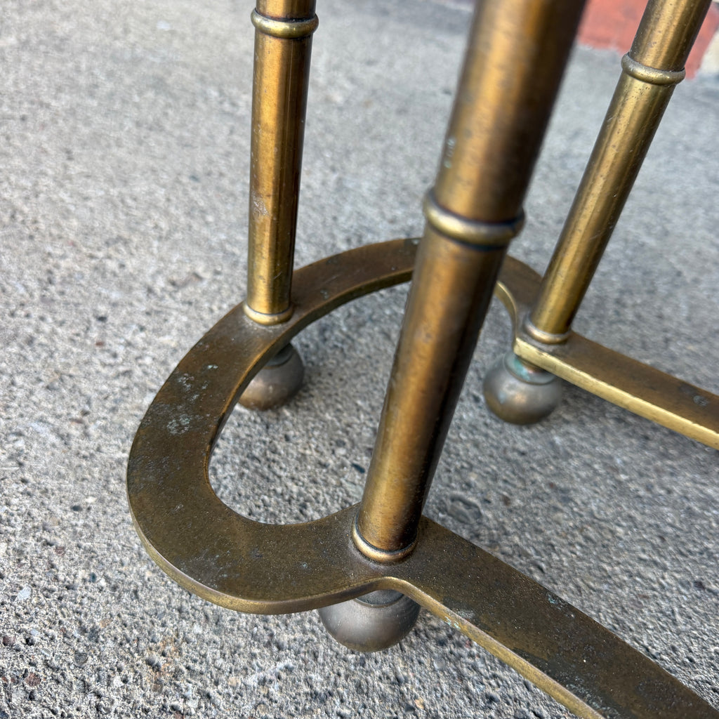 Mastercraft Brass and Glass Racetrack Oval Coffee Table