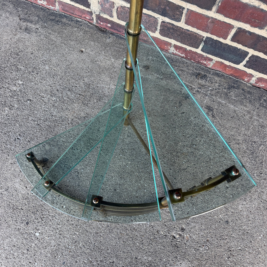 Mastercraft Brass and Glass Step Shelf Hollywood Regency