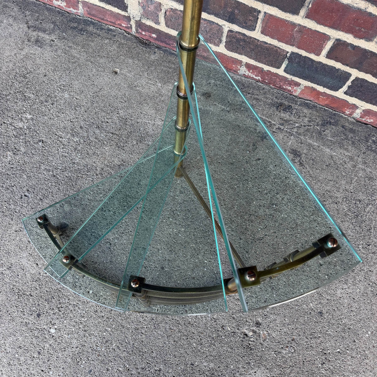 Mastercraft Brass and Glass Step Shelf Hollywood Regency
