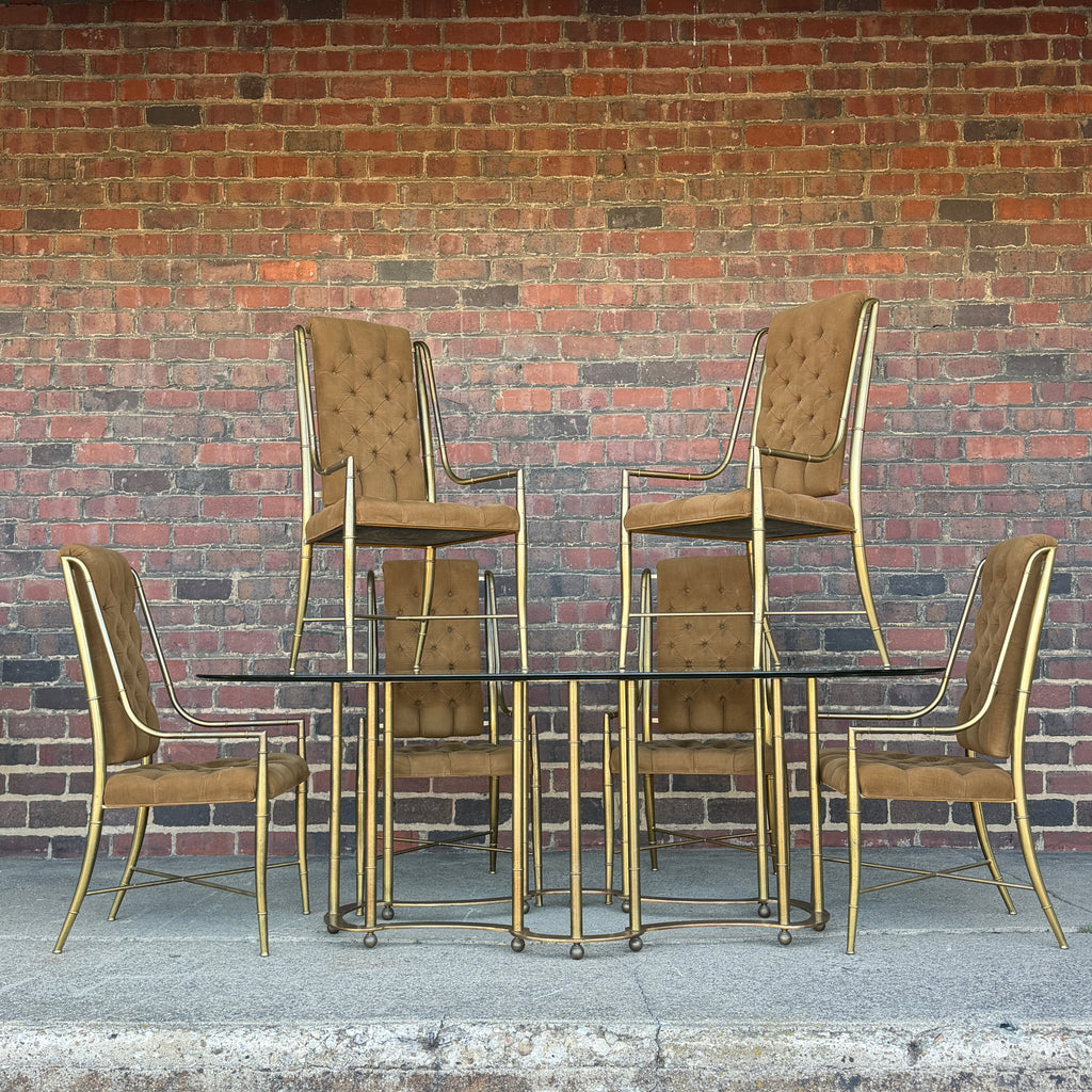 Mastercraft 1970s Brass and Glass Racetrack Dining Set