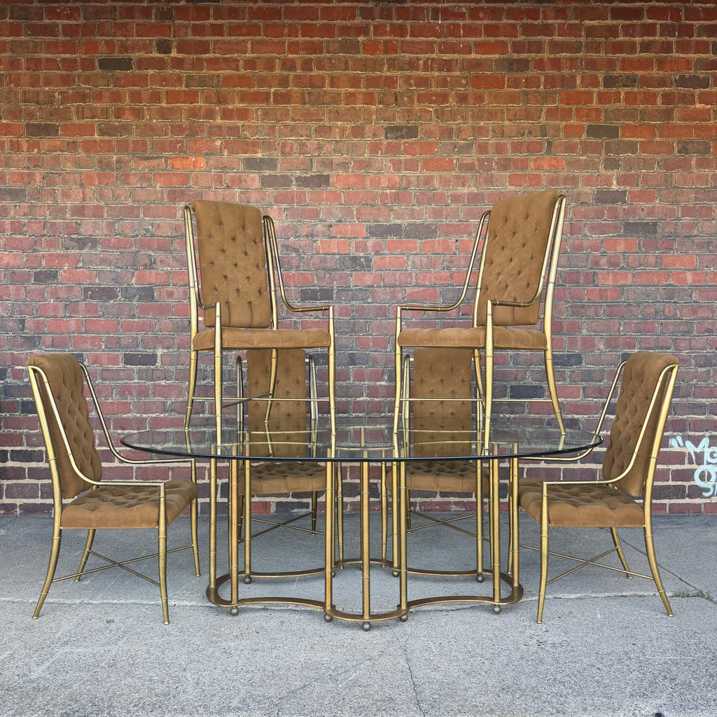 Mastercraft 1970s Brass and Glass Racetrack Dining Set