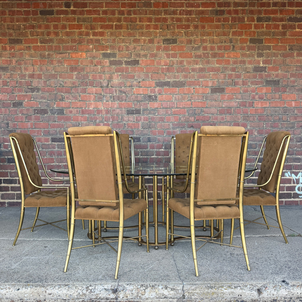 Mastercraft 1970s Brass and Glass Racetrack Dining Set