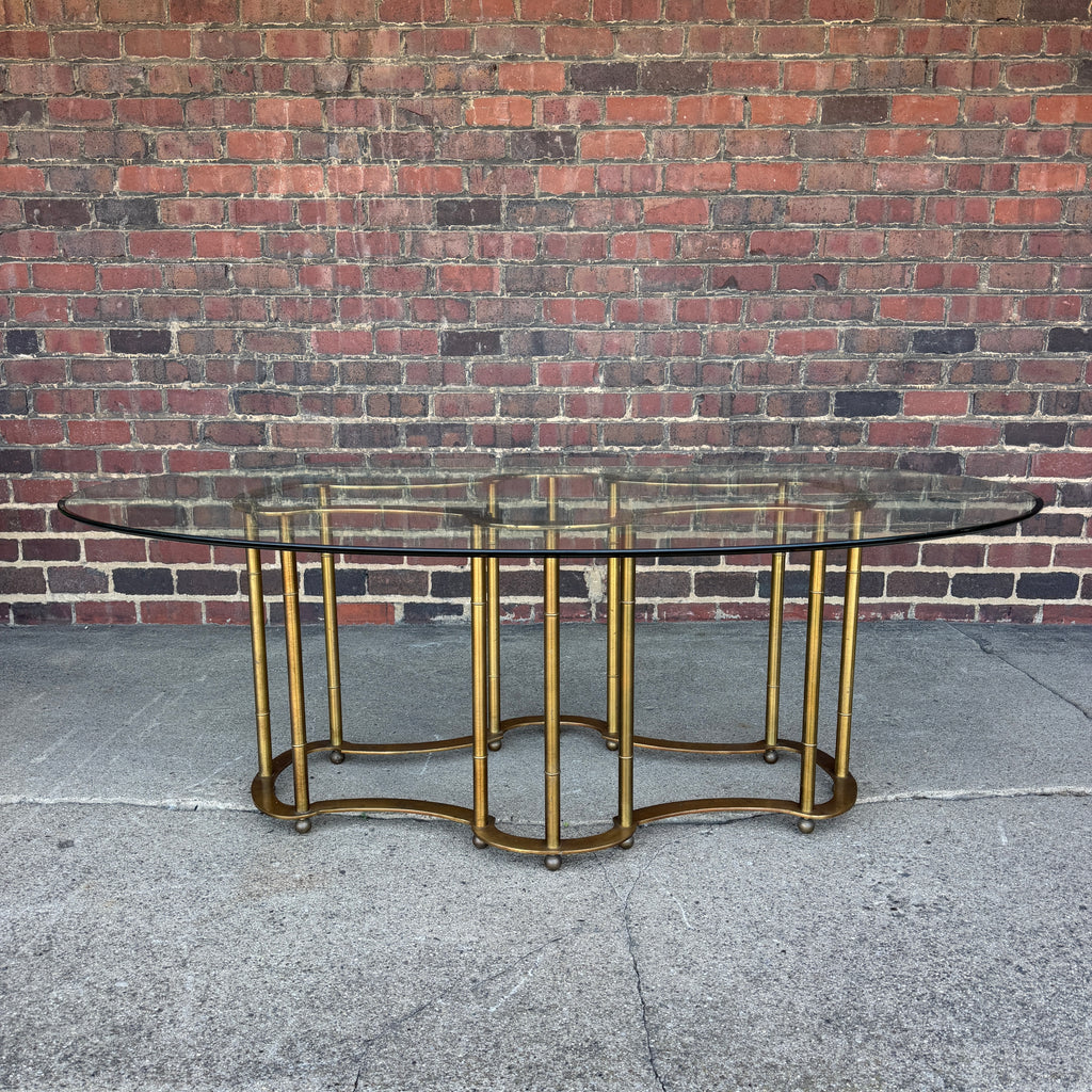 Mastercraft 1970s Brass and Glass Racetrack Dining Set