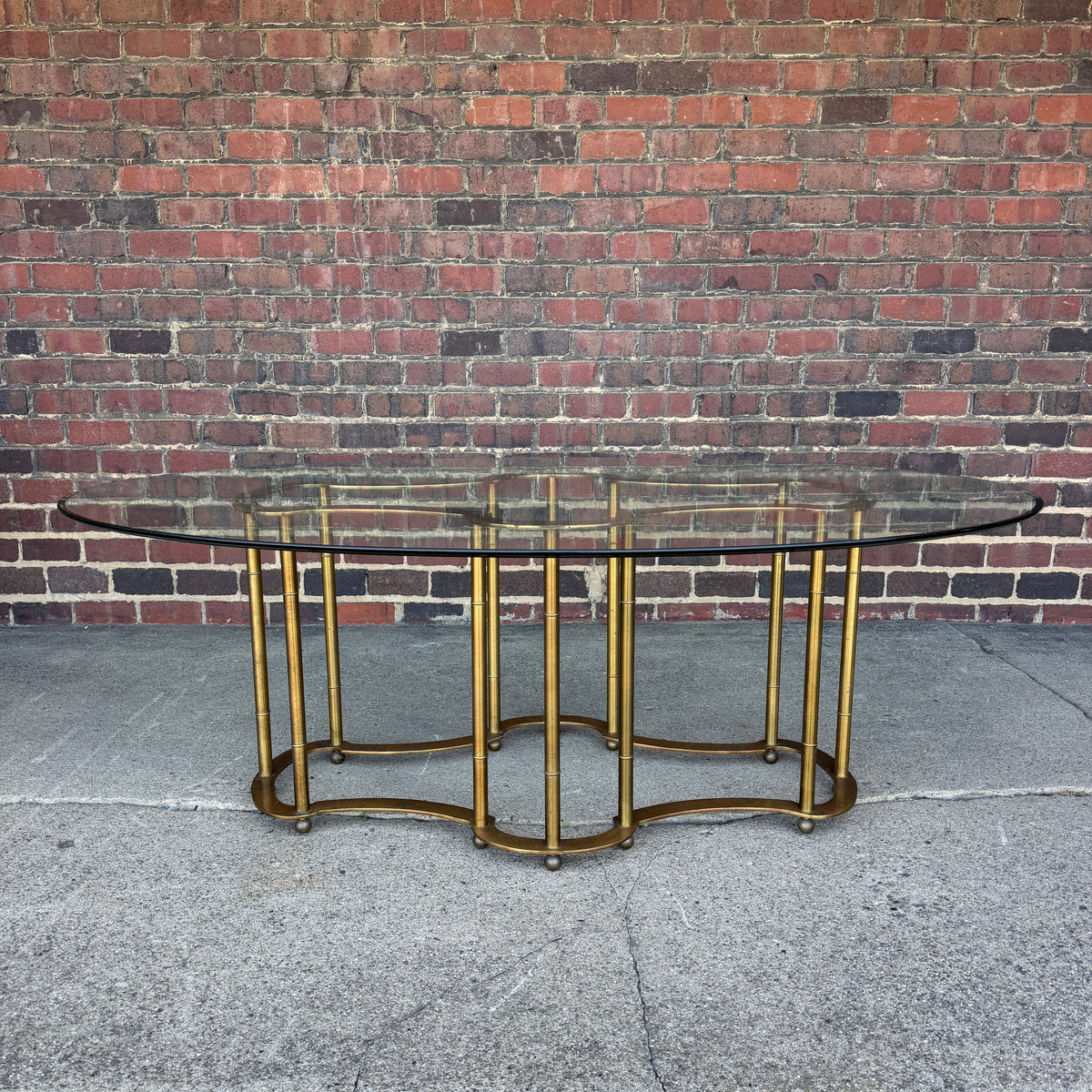 Mastercraft 1970s Brass and Glass Racetrack Dining Set