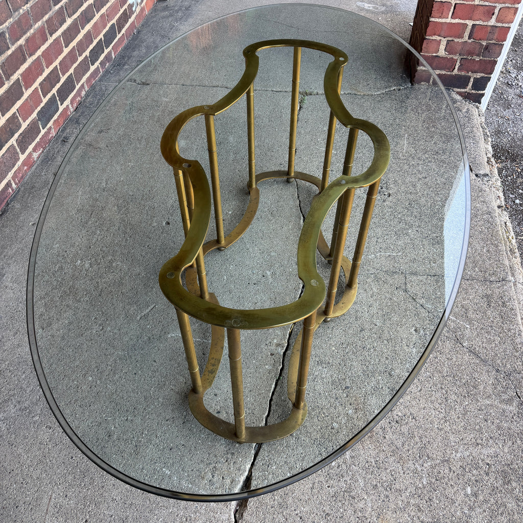 Mastercraft 1970s Brass and Glass Racetrack Dining Set