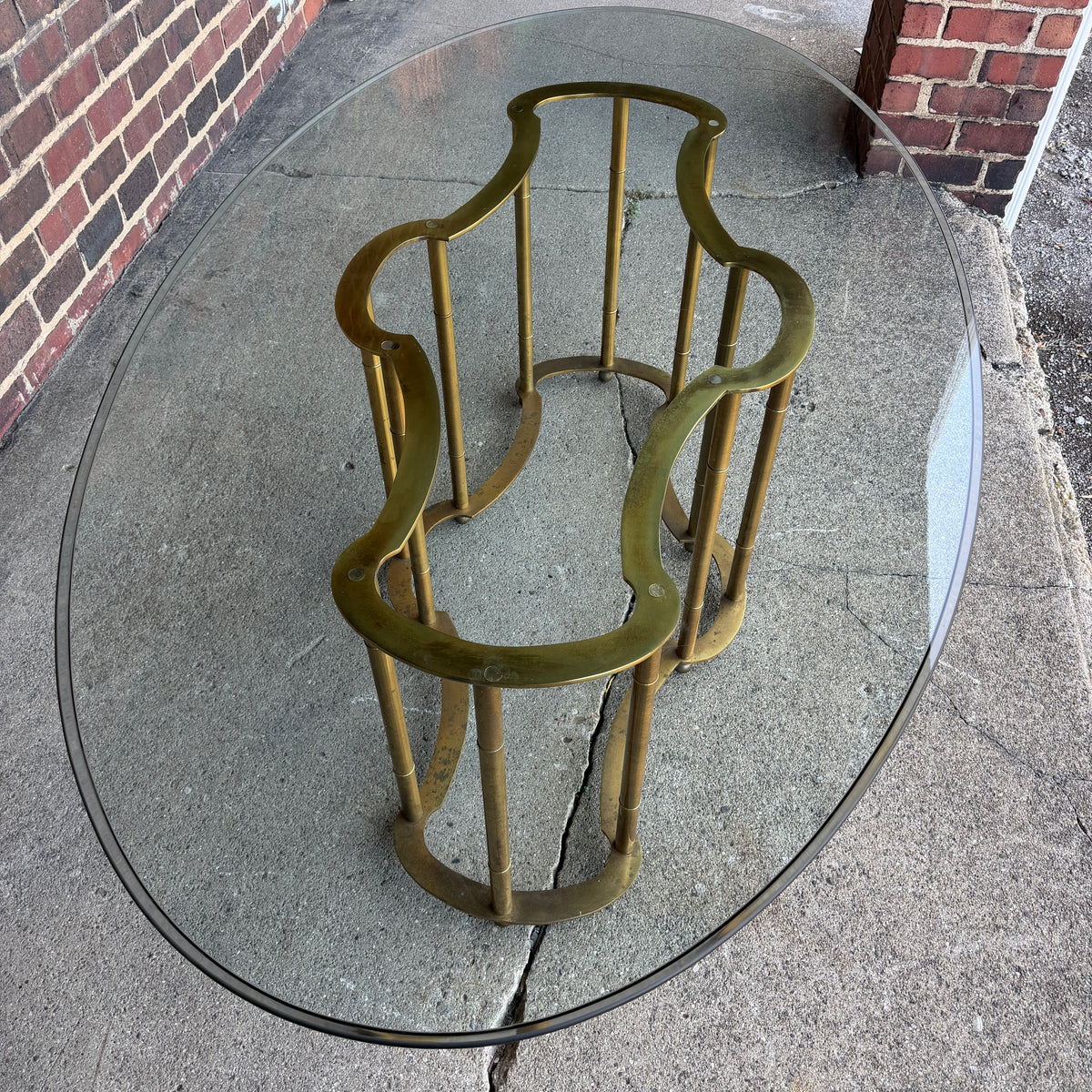 Mastercraft 1970s Brass and Glass Racetrack Dining Set