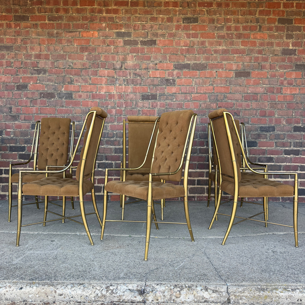 Mastercraft 1970s Brass and Glass Racetrack Dining Set