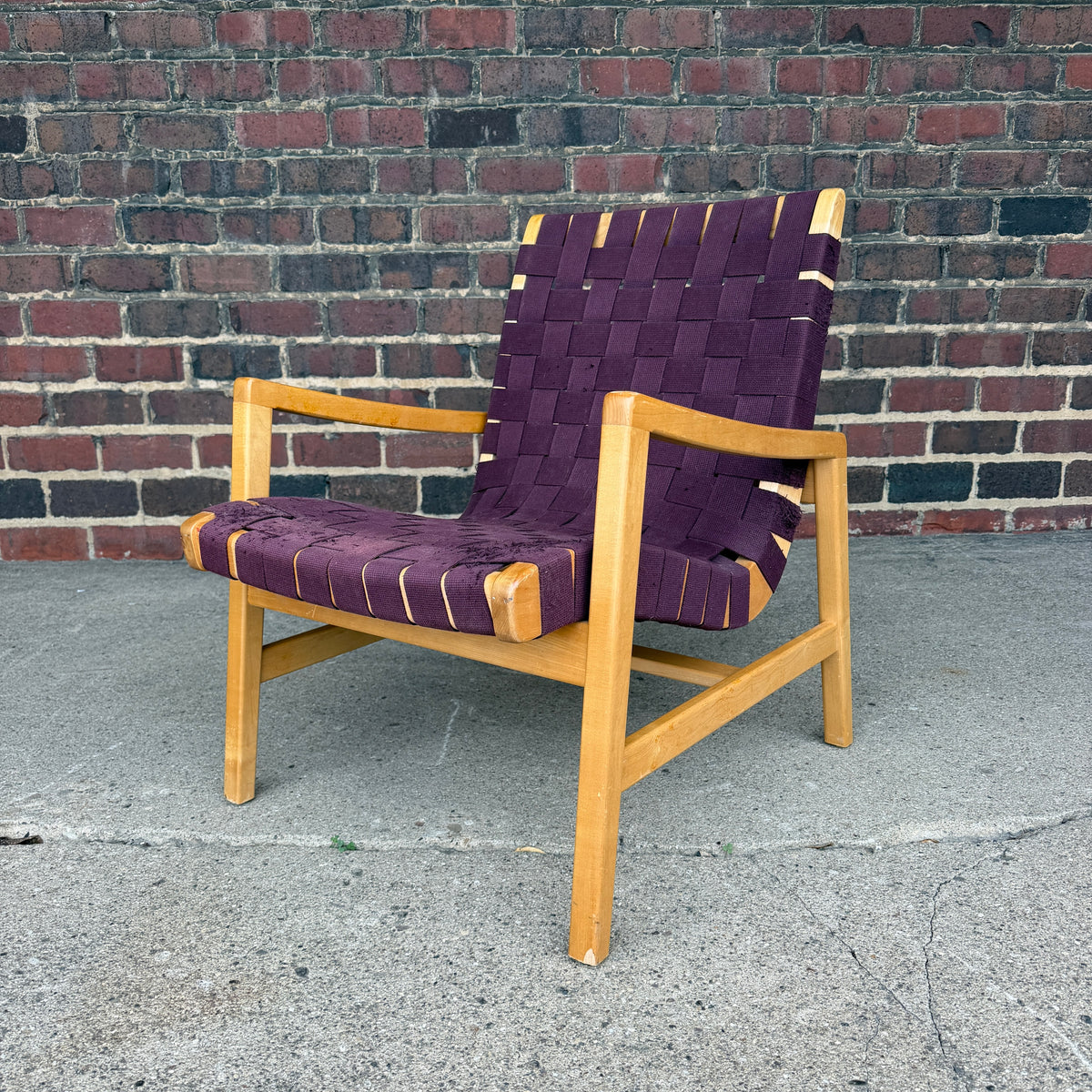 Jens Risom for Knoll Maroon Strap Lounge Chair