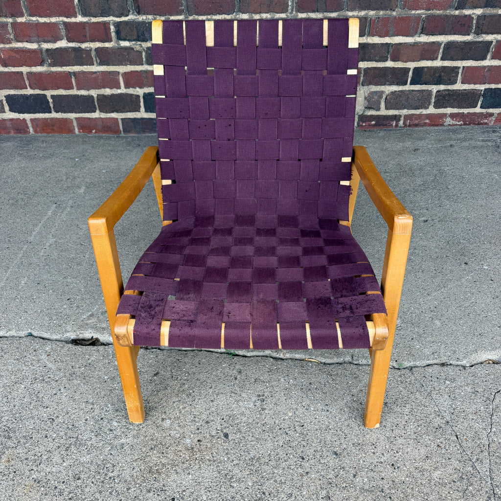 Jens Risom for Knoll Maroon Strap Lounge Chair