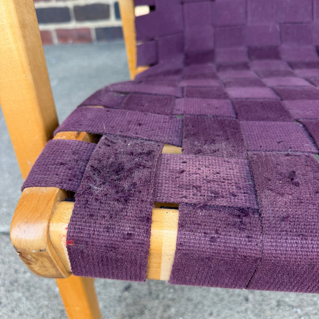 Jens Risom for Knoll Maroon Strap Lounge Chair