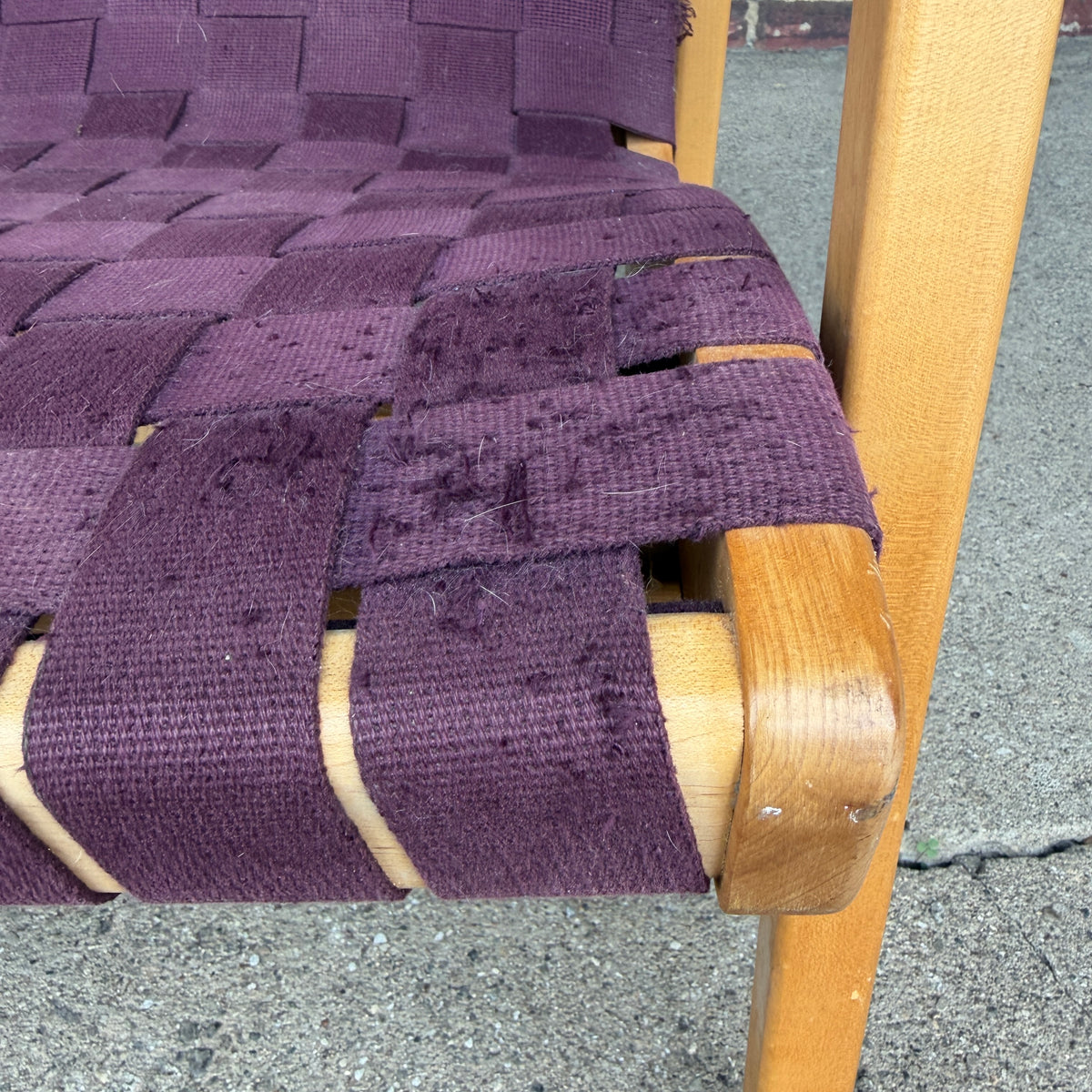 Jens Risom for Knoll Maroon Strap Lounge Chair