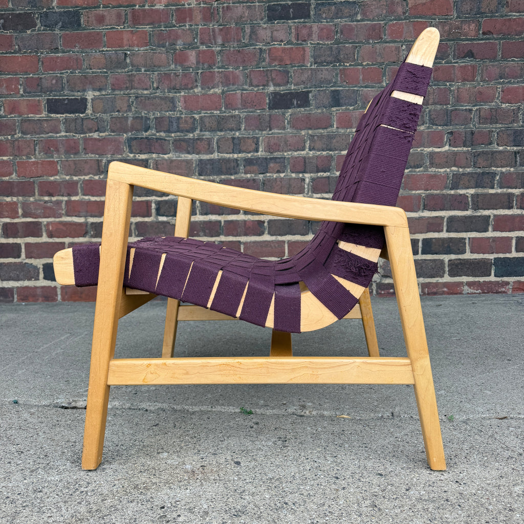 Jens Risom for Knoll Maroon Strap Lounge Chair