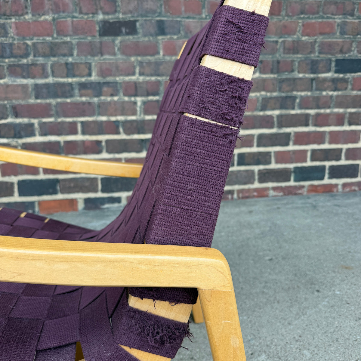 Jens Risom for Knoll Maroon Strap Lounge Chair