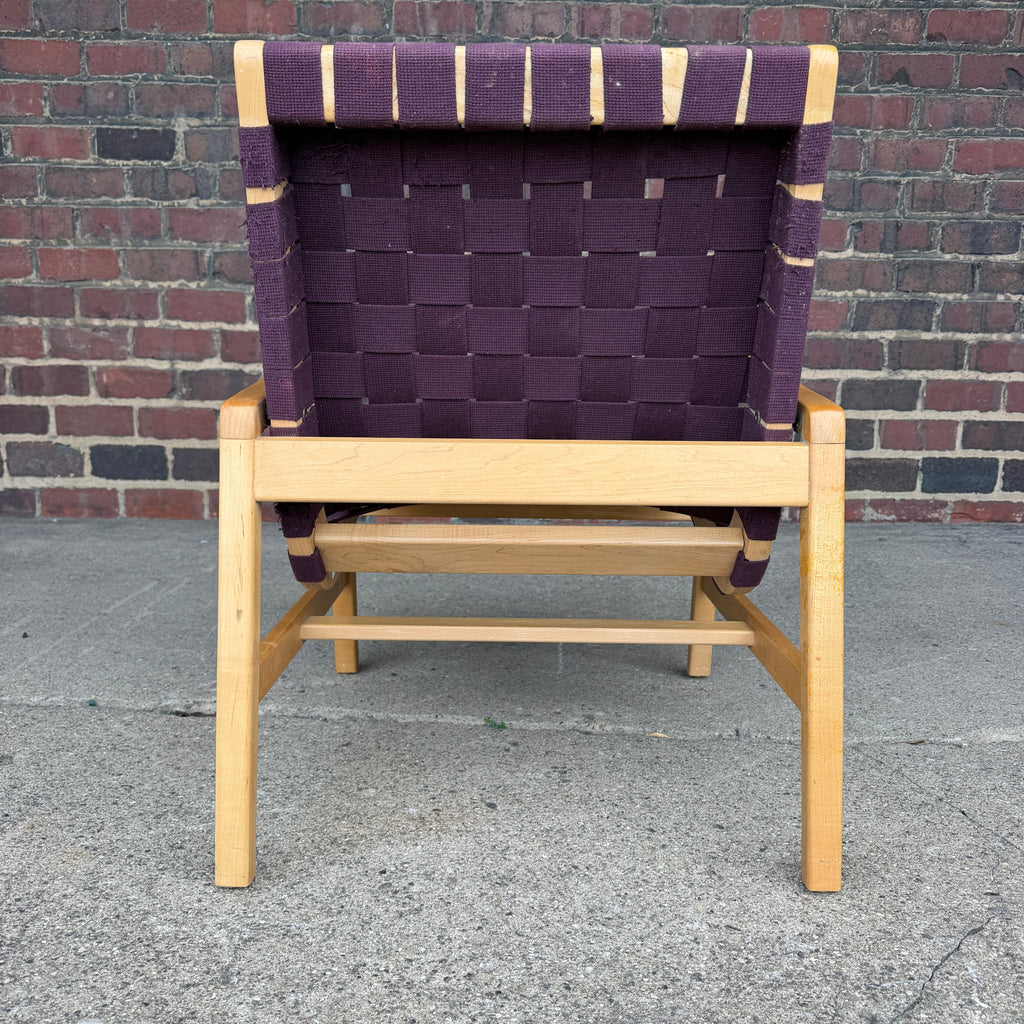 Jens Risom for Knoll Maroon Strap Lounge Chair