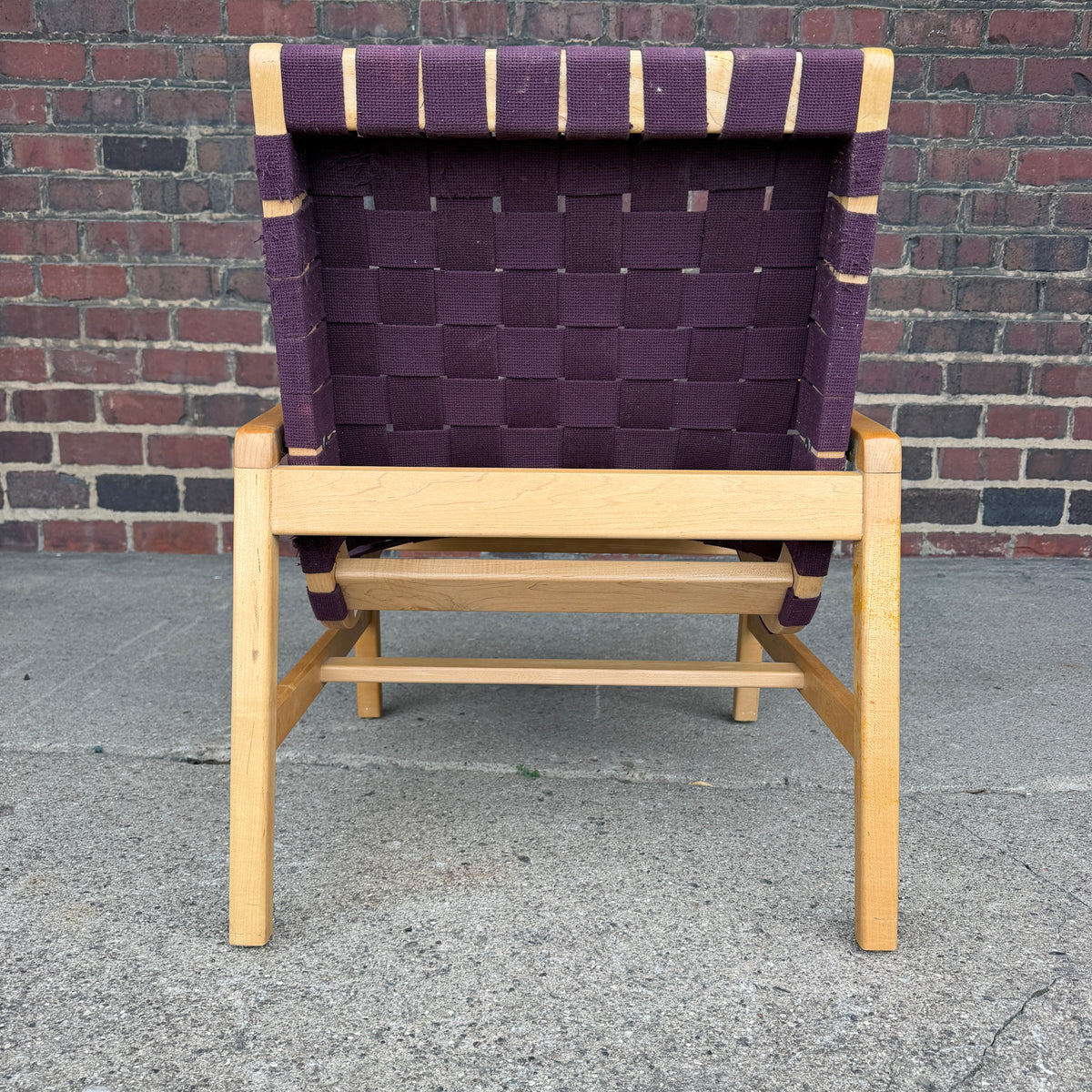 Jens Risom for Knoll Maroon Strap Lounge Chair