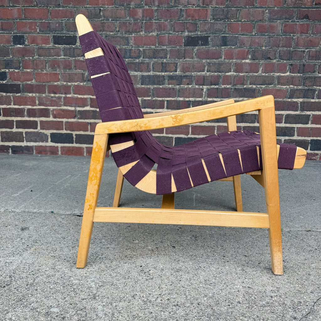 Jens Risom for Knoll Maroon Strap Lounge Chair