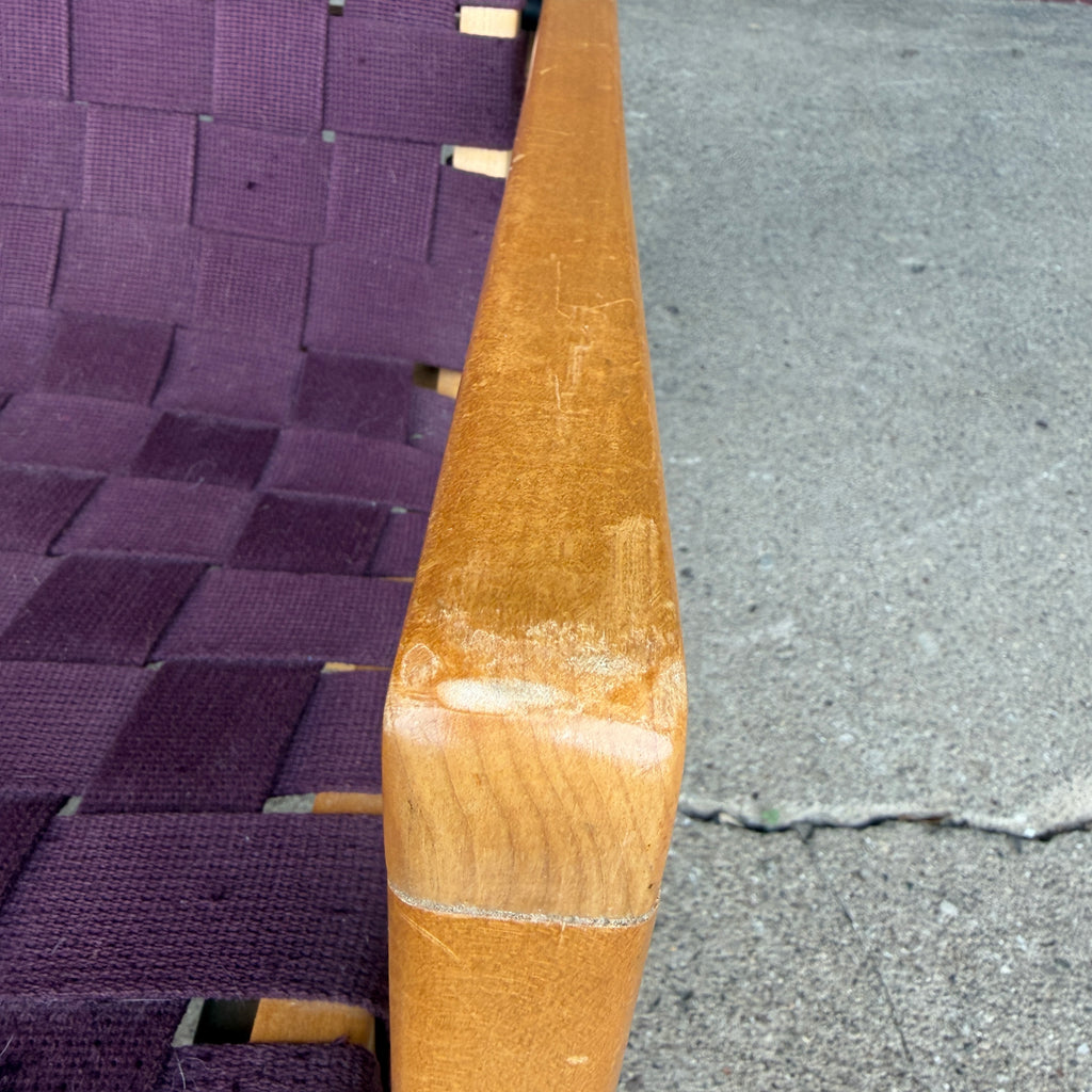 Jens Risom for Knoll Maroon Strap Lounge Chair