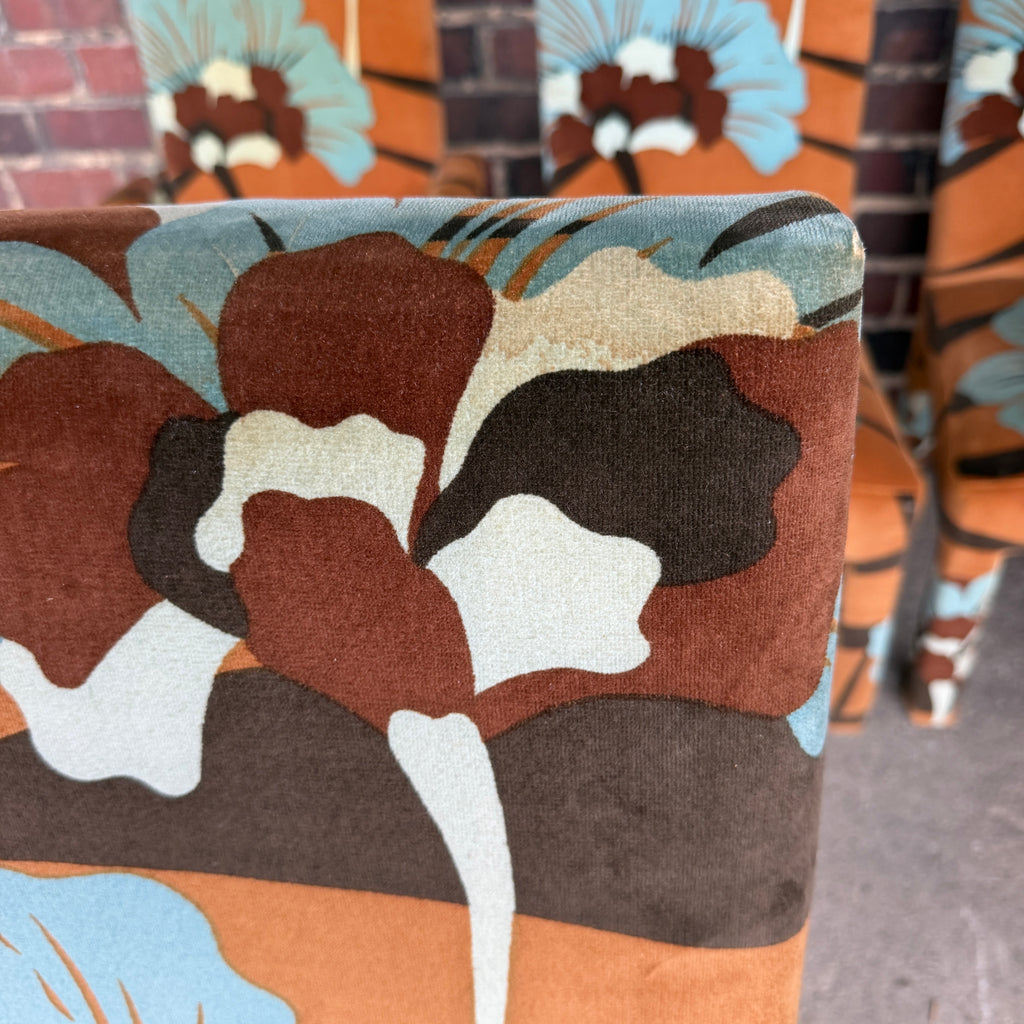 Set of 6 Upholstered Boho Chic Dining Chairs in Jack Lenor Larsen Fabric
