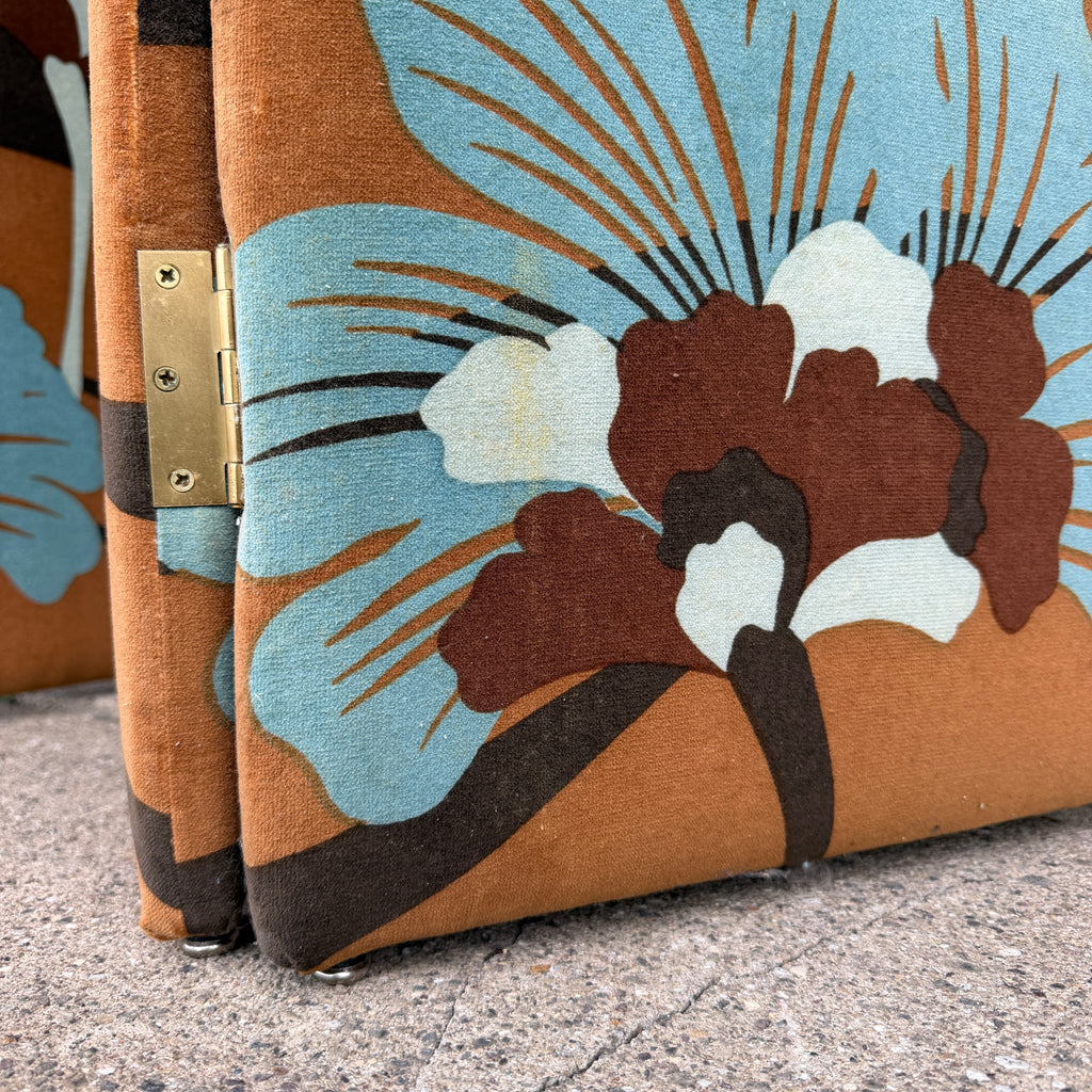 Three Panel Upholstered Folding Room Divider Covered in Jack Lenor Larsen Fabric