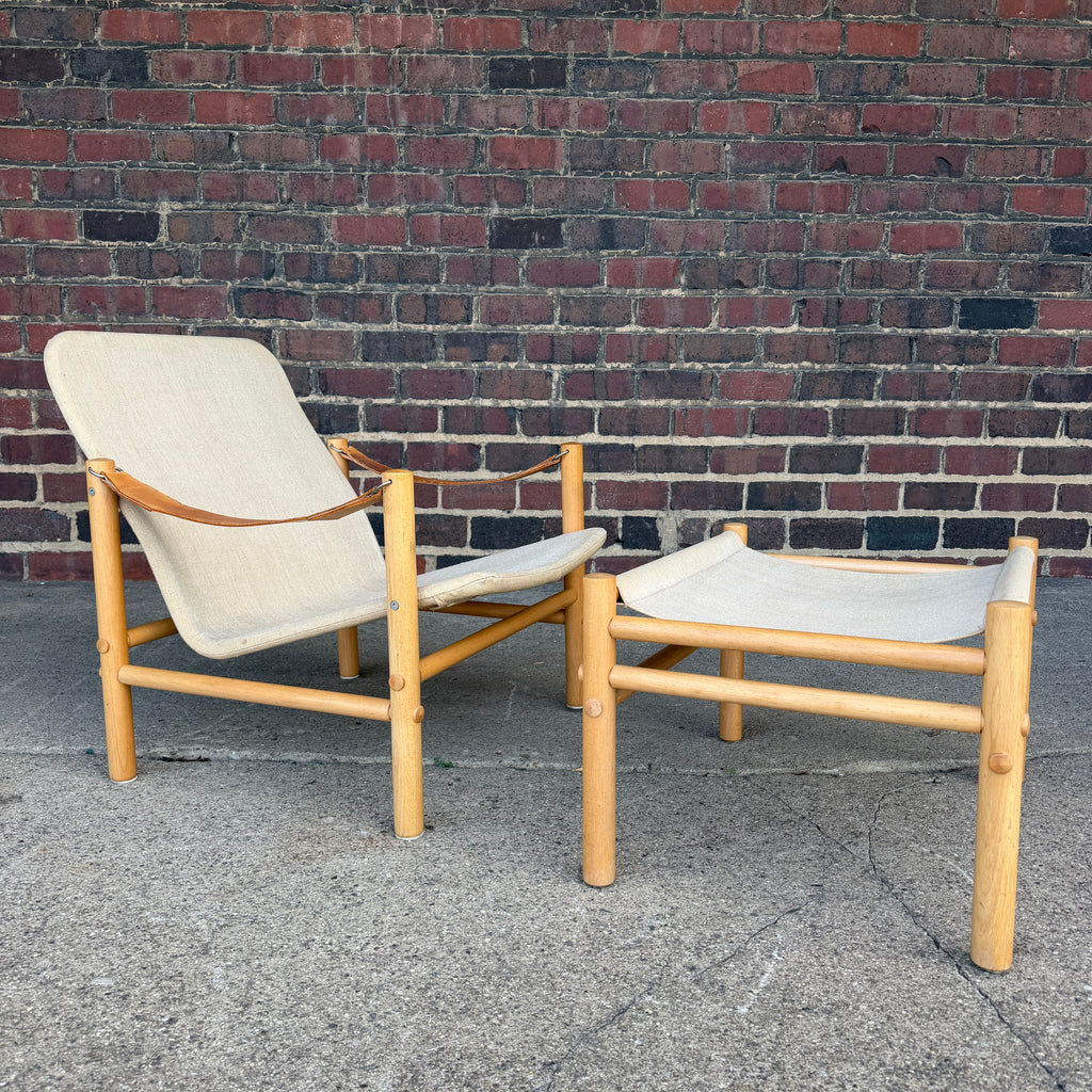 Bror Boije for Dux “Junker” Safari Lounge Chair and Ottoman