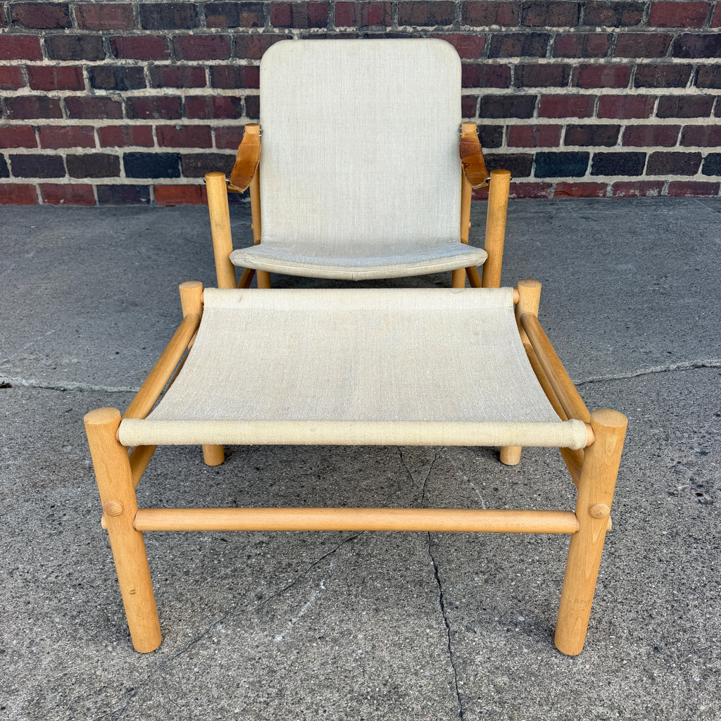 Bror Boije for Dux “Junker” Safari Lounge Chair and Ottoman