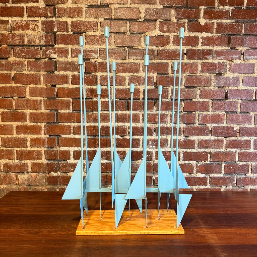 Blue Don Drumm Abstract Candelabra Sculpture