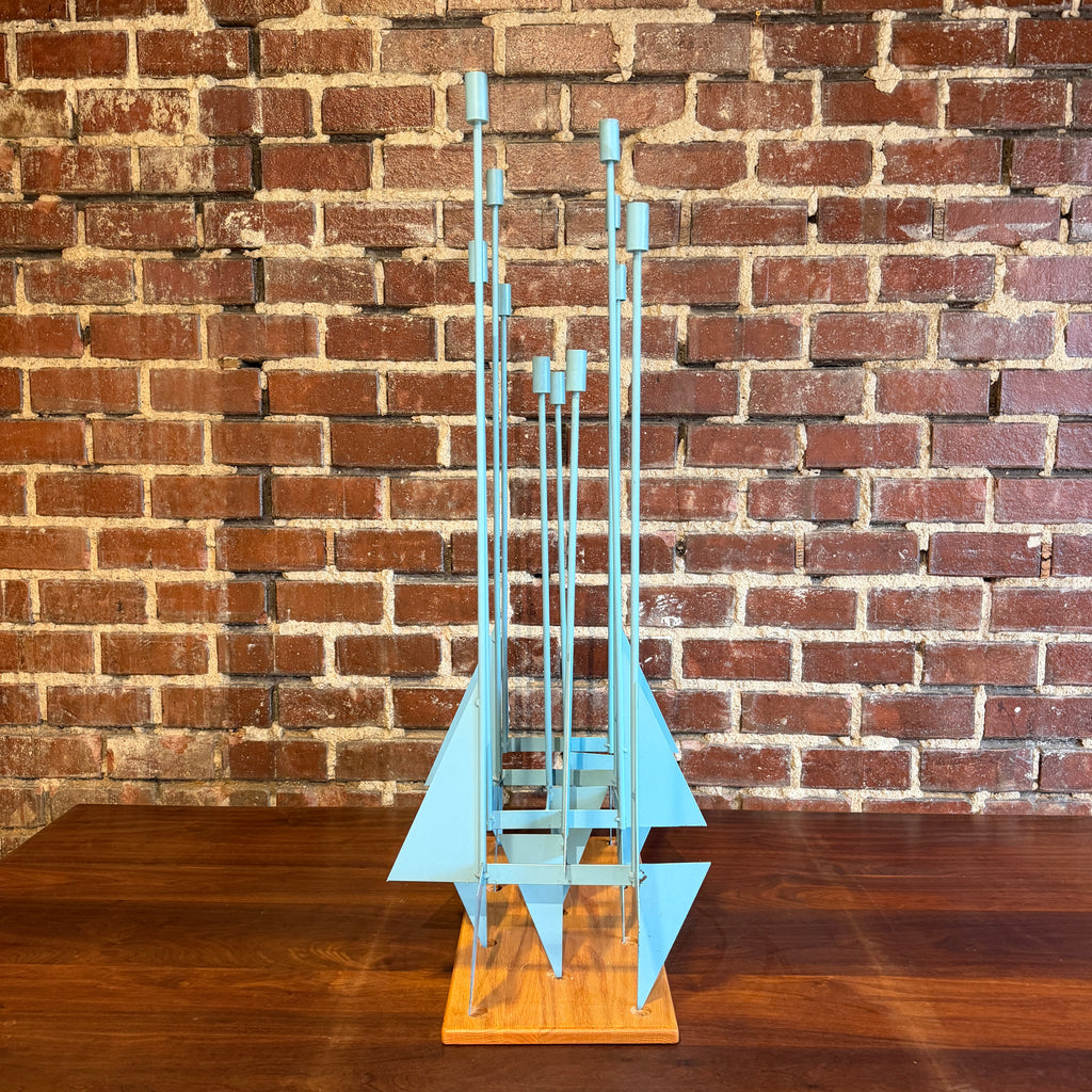 Blue Don Drumm Abstract Candelabra Sculpture