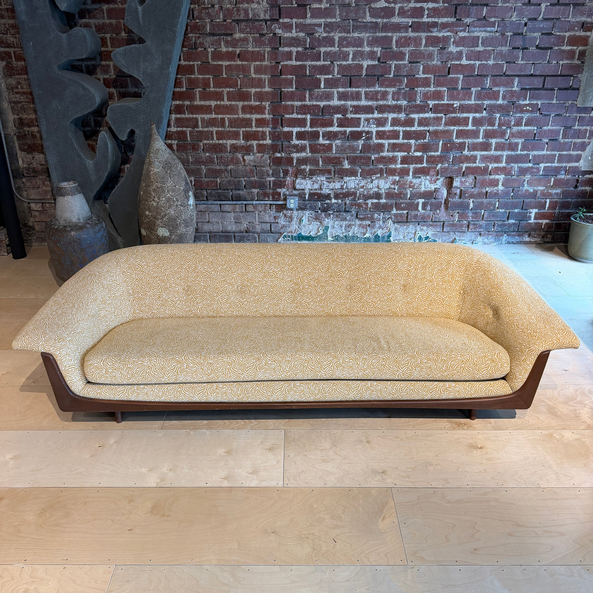Reupholstered Yellow Gondola Sofa
