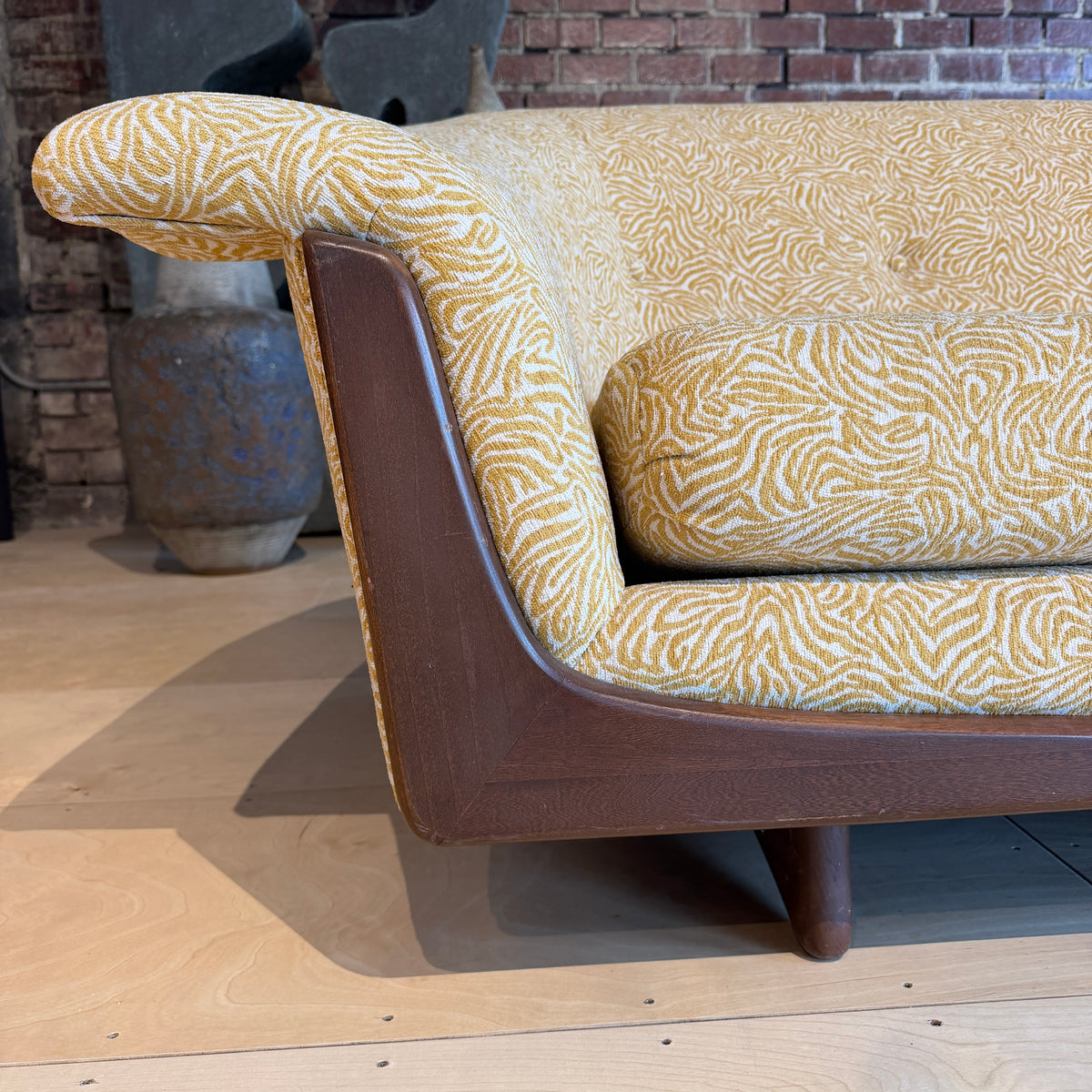 Reupholstered Yellow Gondola Sofa