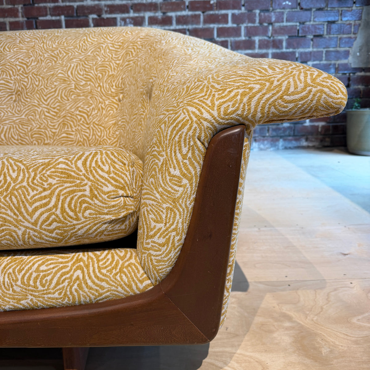 Reupholstered Yellow Gondola Sofa