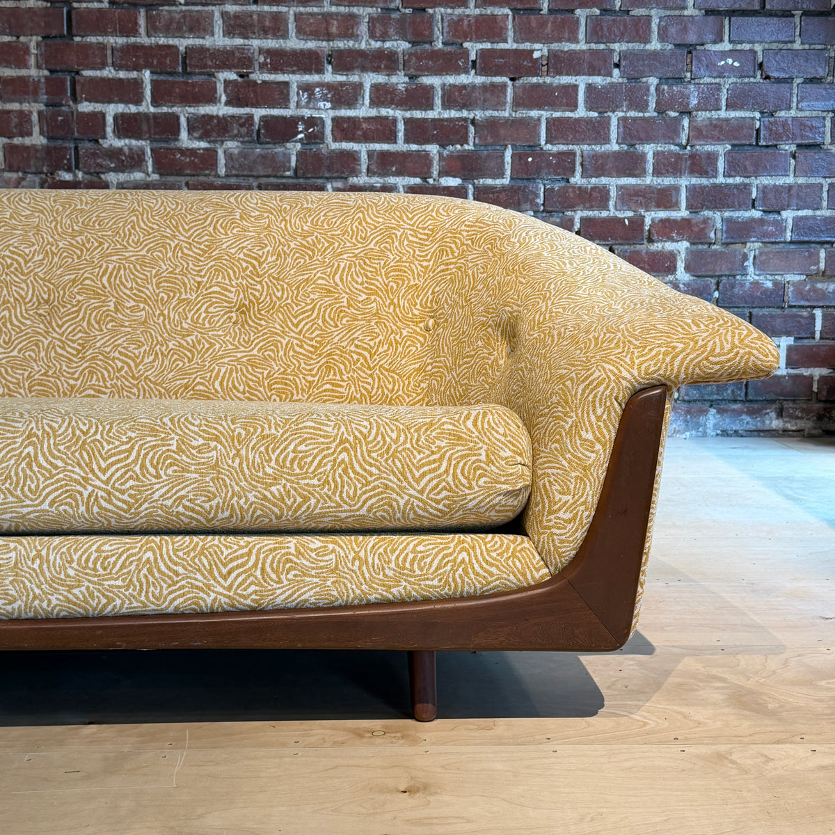 Reupholstered Yellow Gondola Sofa