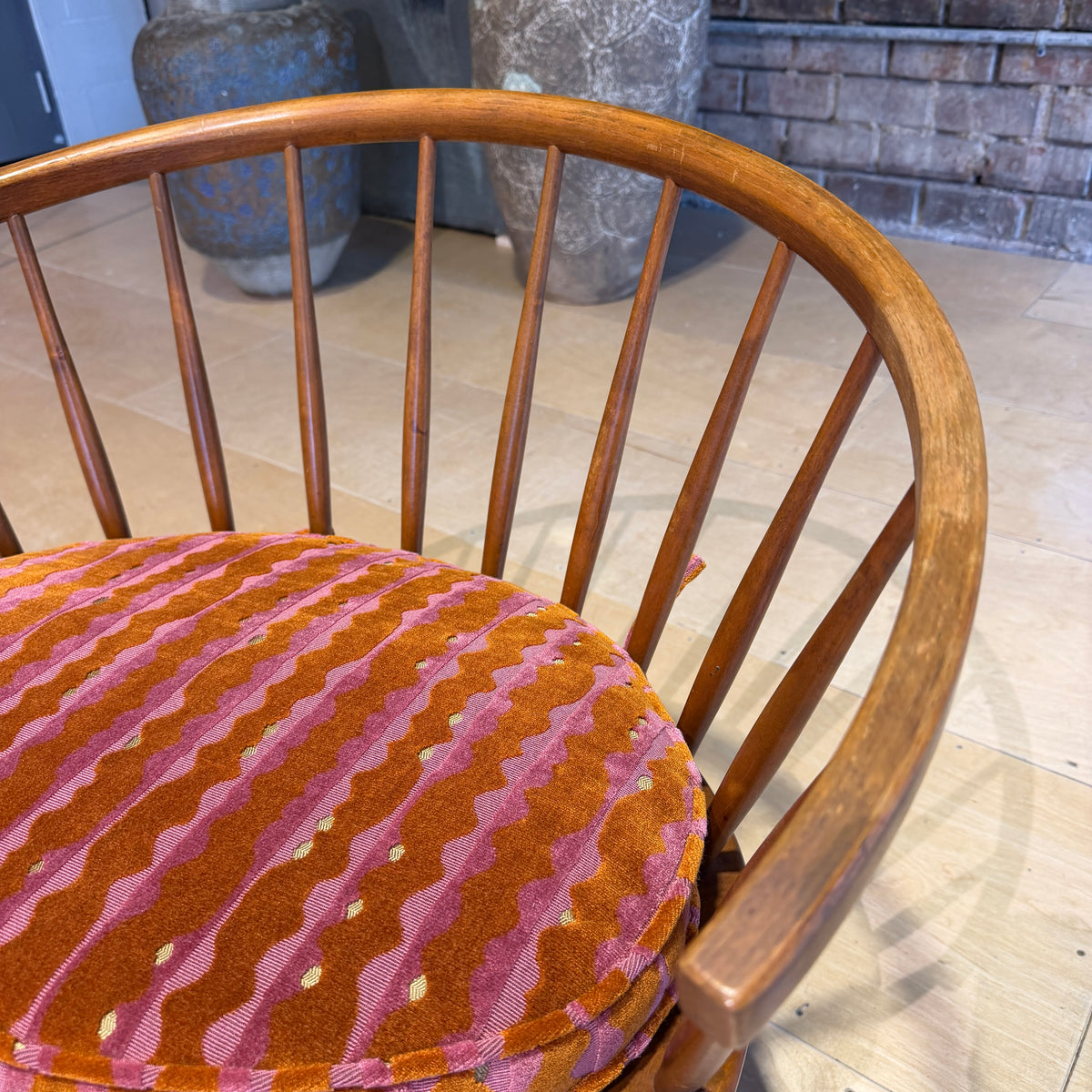 Yngve Ekström Arka Spindle Lounge Chair With New Cushion