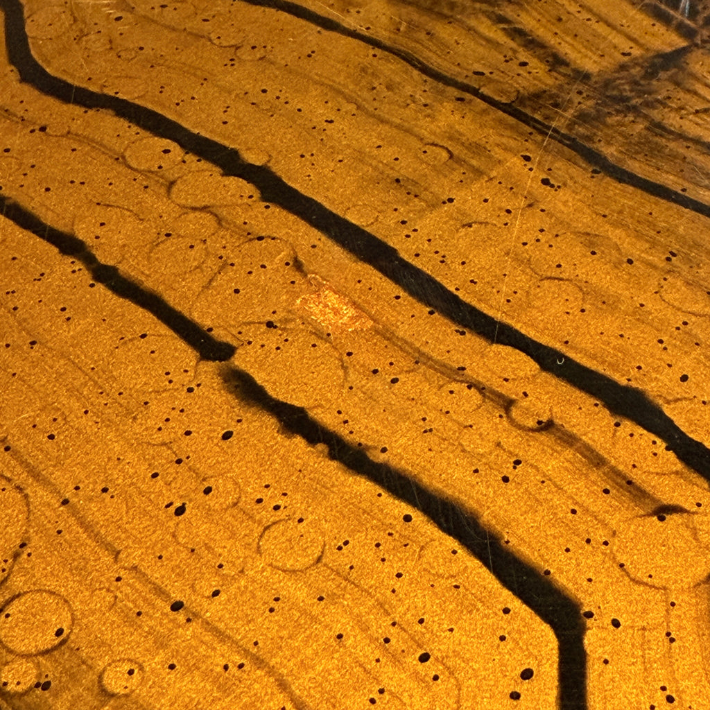 1970s Large Brass and Woodgrain Lacquer Coffee Table