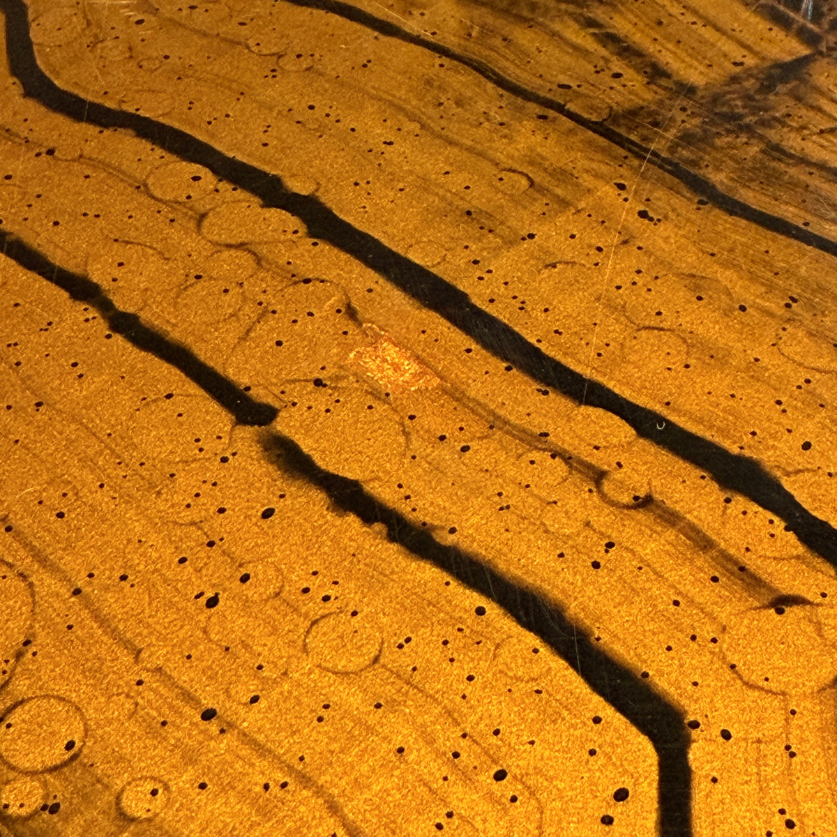 1970s Large Brass and Woodgrain Lacquer Coffee Table