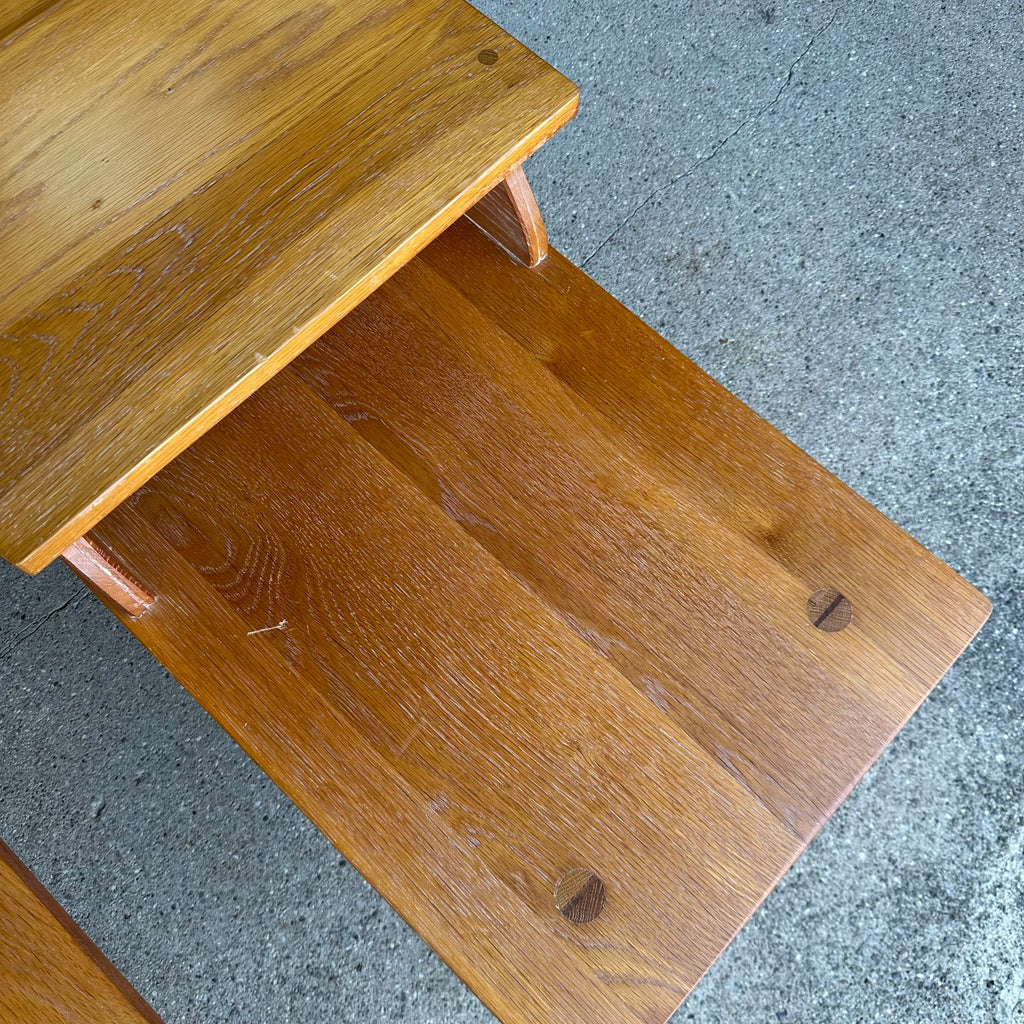 Original American "Cowboy Ranch Oak" Pair of Side Tables by A. Brandt