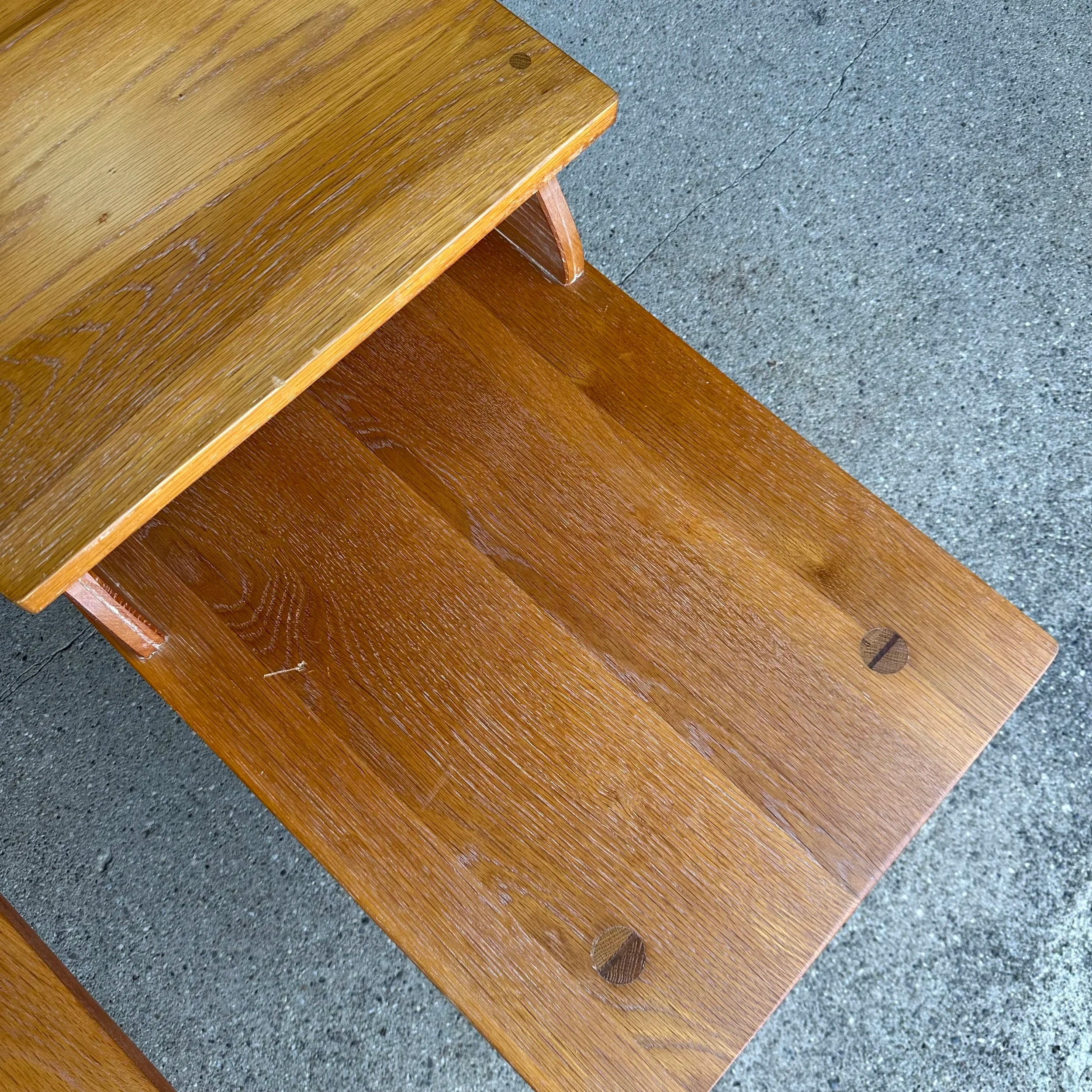 Original American "Cowboy Ranch Oak" Pair of Side Tables by A. Brandt