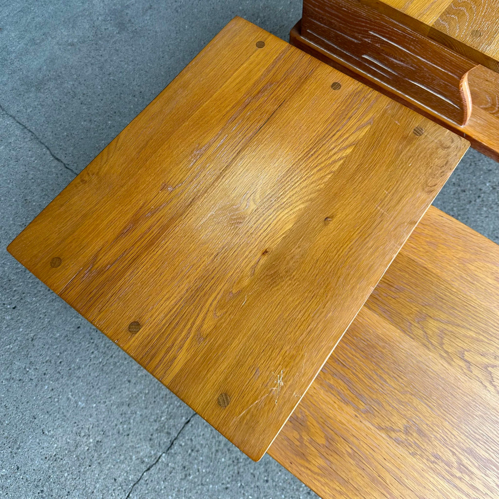 Original American "Cowboy Ranch Oak" Pair of Side Tables by A. Brandt