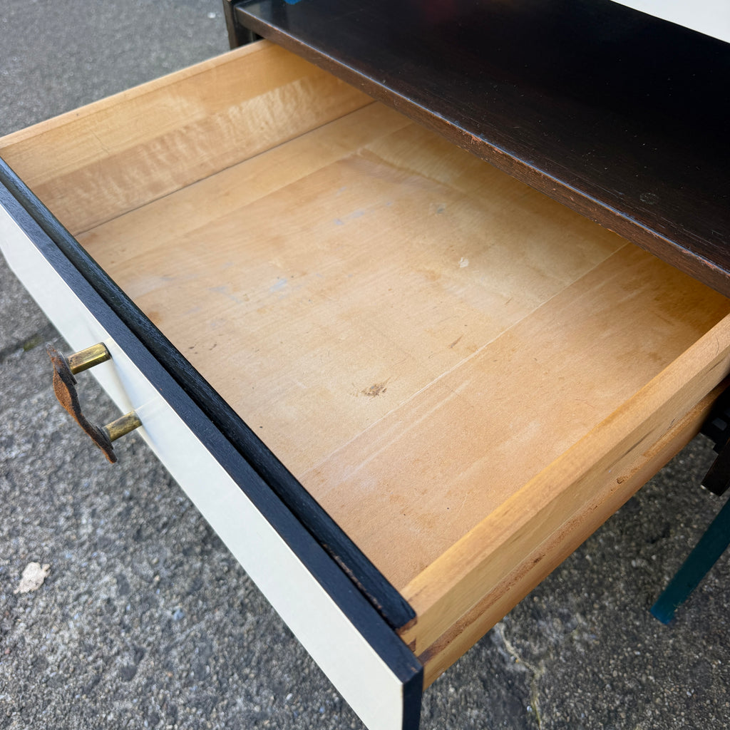 Mid-Century Modern Vista Furniture California Nightstands With Leather Pulls Walnut Laminate