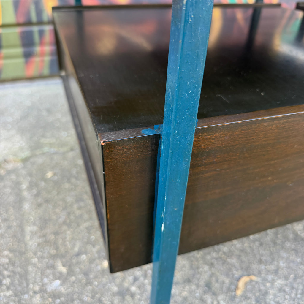 Mid-Century Modern Vista Furniture California Nightstands With Leather Pulls Walnut Laminate