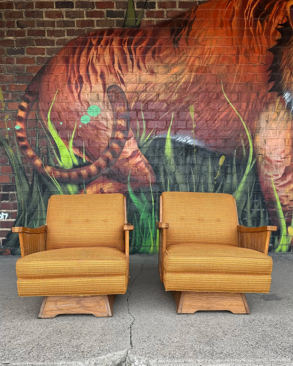 Pair of A. Brandt Vintage Ranch Oak Swivel Chairs