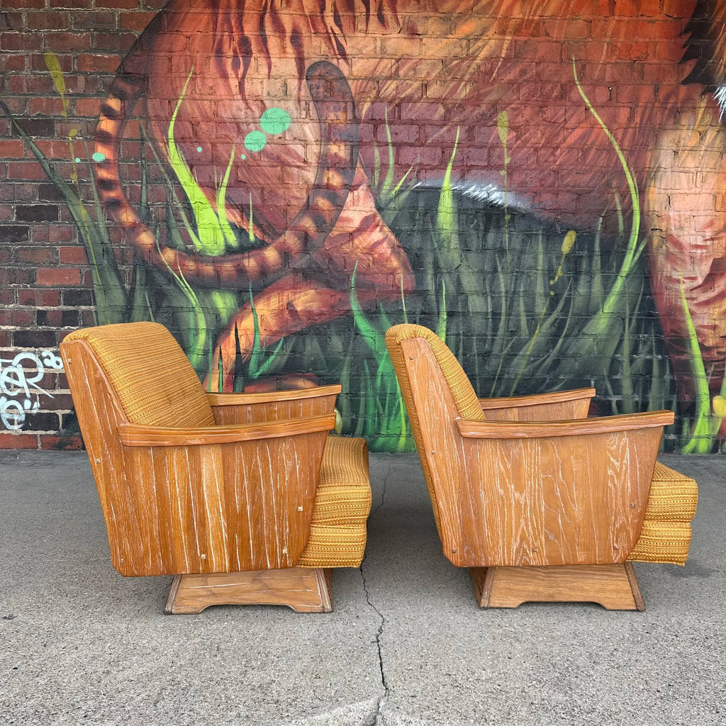 Pair of A. Brandt Vintage Ranch Oak Swivel Chairs