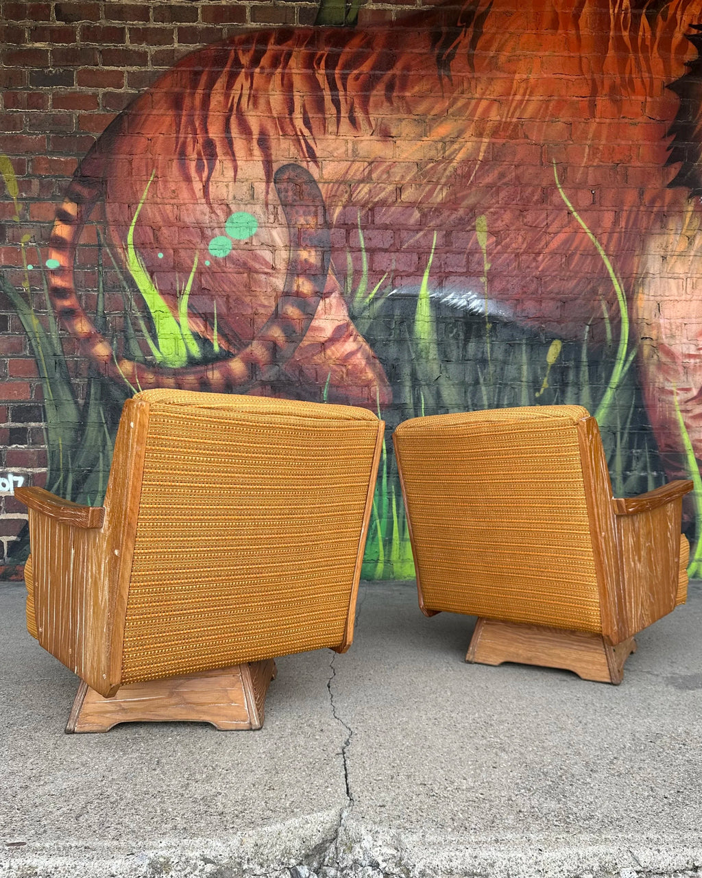 Pair of A. Brandt Vintage Ranch Oak Swivel Chairs