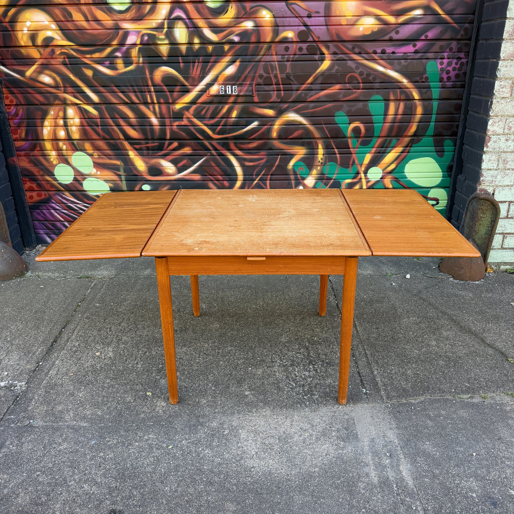 Square Teak Dining Table With 2 Leaves