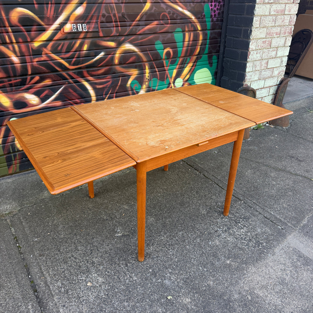 Square Teak Dining Table With 2 Leaves