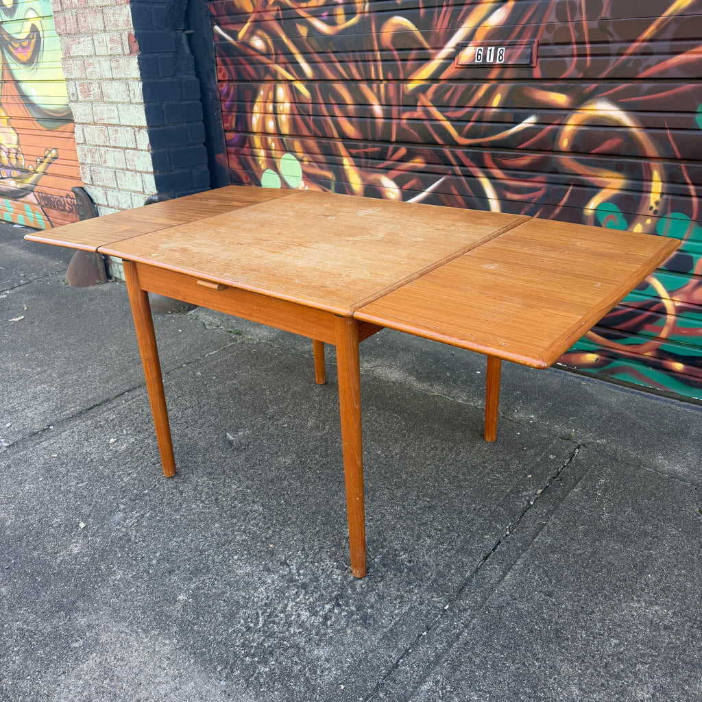 Square Teak Dining Table With 2 Leaves