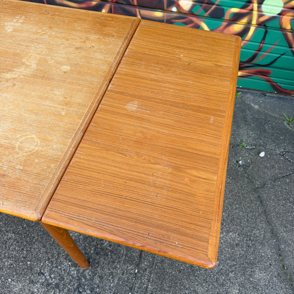 Square Teak Dining Table With 2 Leaves