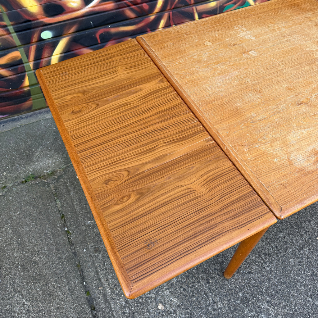 Square Teak Dining Table With 2 Leaves