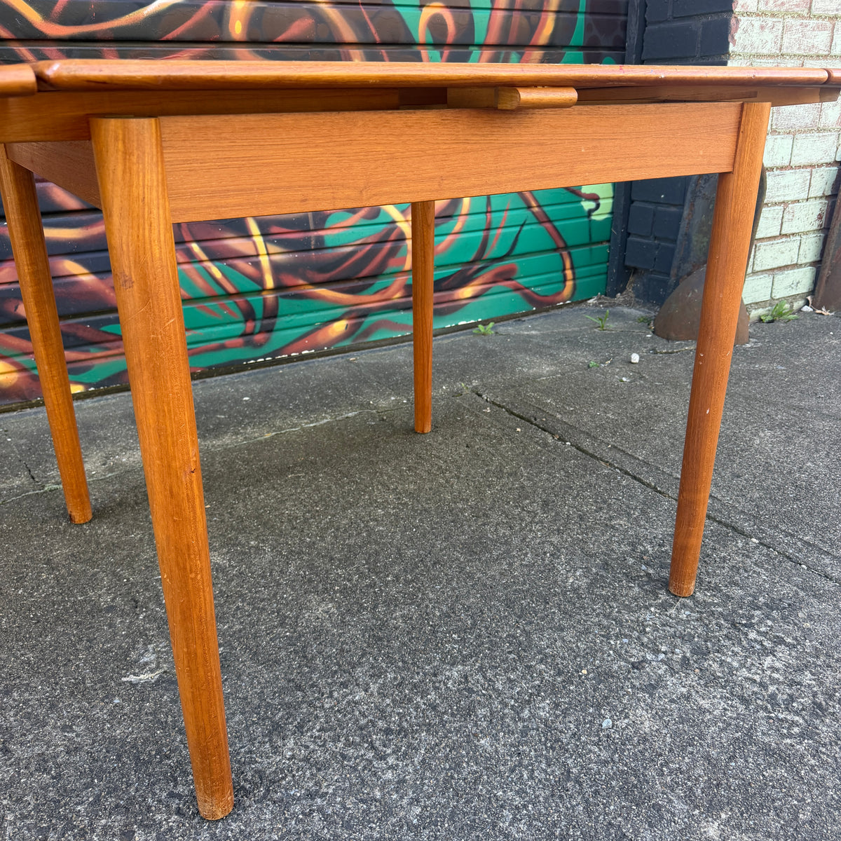 Square Teak Dining Table With 2 Leaves
